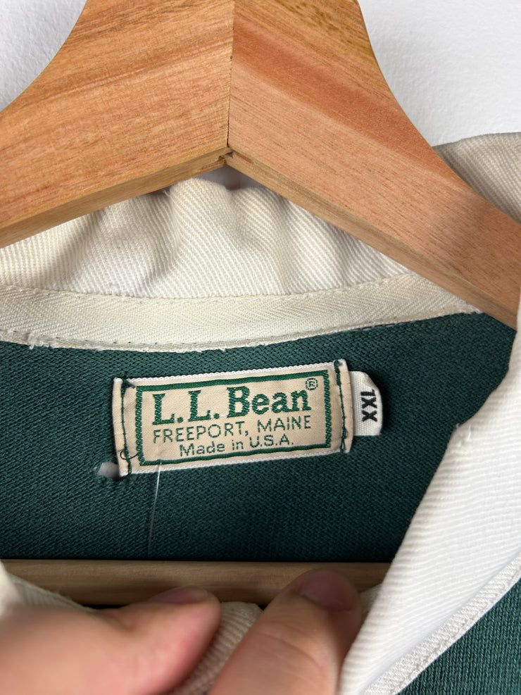 Vintage 80s LL Bean Green Polo Rugby Long Sleeve