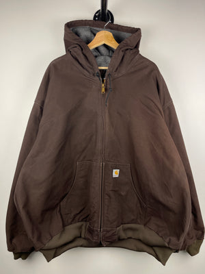 Vintage Carhartt Active Fleece Lined Dark Brown Hooded Work Jacket