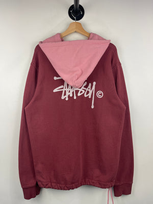Stussy Stock Burgundy & Pink Hoodie