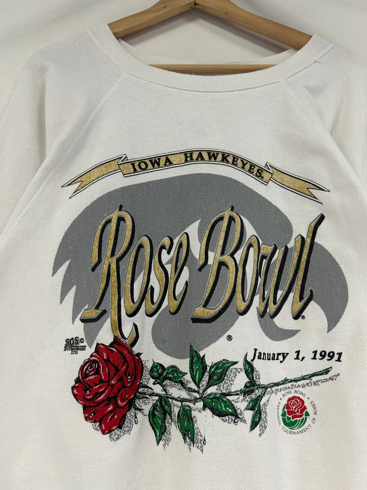 Vintage 1991 Iowa Hawkeyes Rose Bowl White Crewneck