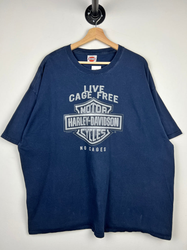 Vintage Harley Davidson Live Cage Free Navy Tee