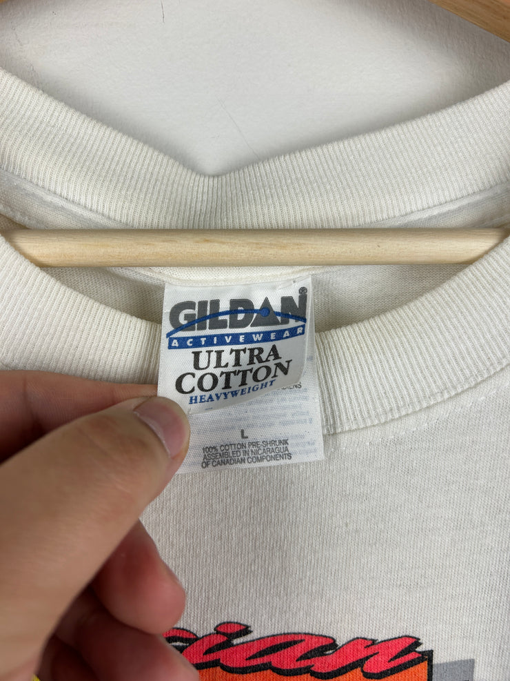 Vintage 90s Nascar Brian Hoppe Gildan White Tee