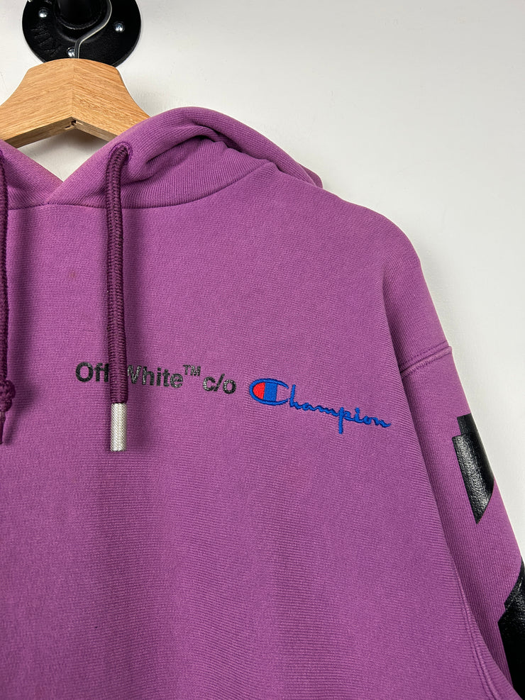 Off White Champion Diagonal Arrows Purple Hoodie