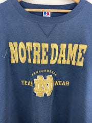 Vintage 90s Russell Athletic Notre Dame Team Wear Embroidered Navy Crewneck