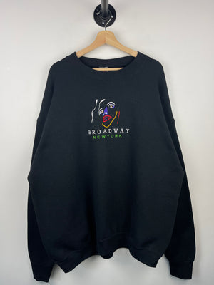 Vintage 90s Broadway New York Embroidered Black Crewneck