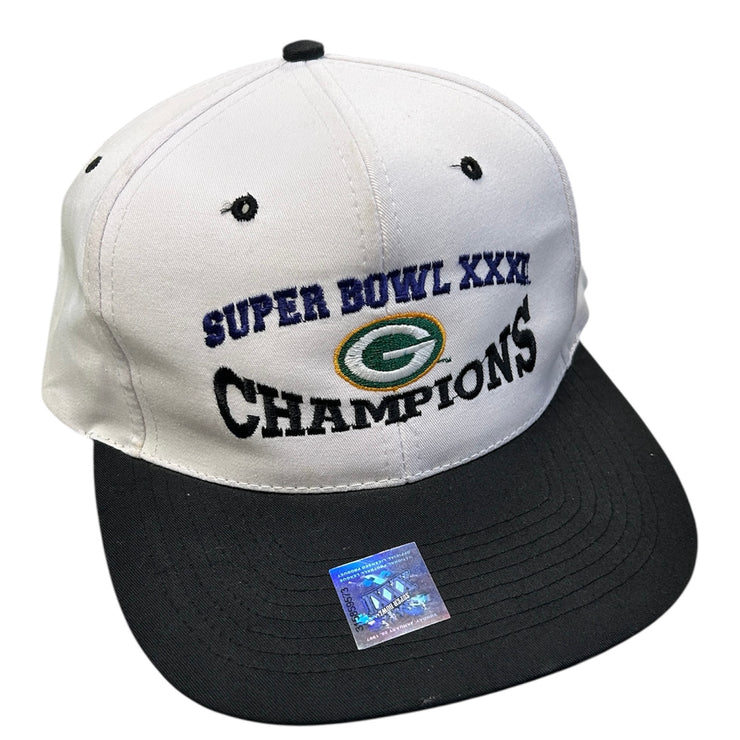 Vintage 90s NFL Green Bay Packers Super Bowl Champions White Snapback Hat