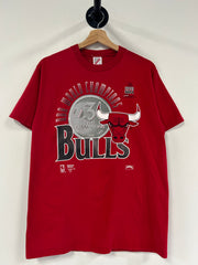 Vintage 1993 Chicago Bulls 3 Time Champions Red Tee