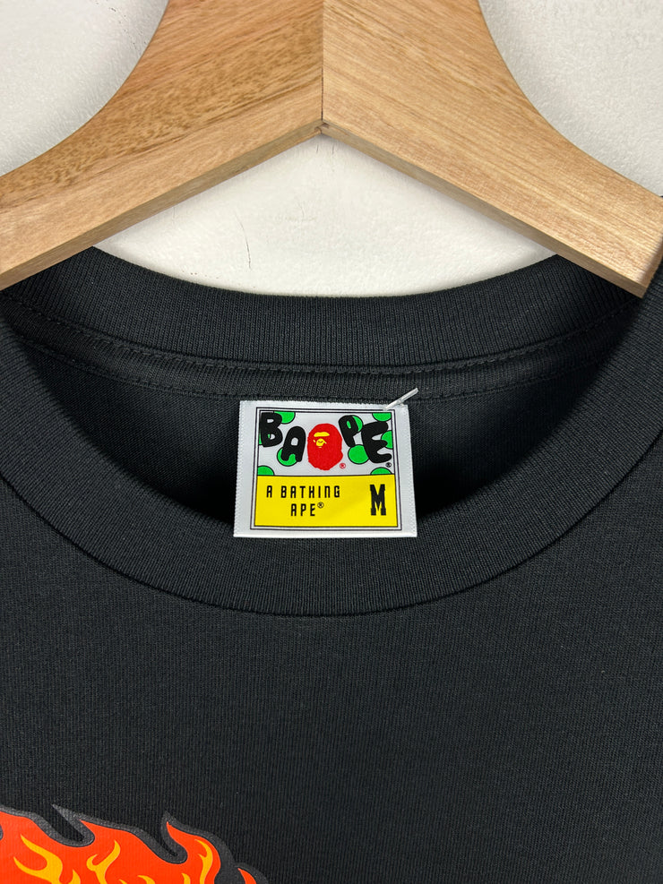 Bape Flame Spellout Black Tee