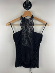 Vintage 90s Co Me Como Women's Black Lace Halter Top