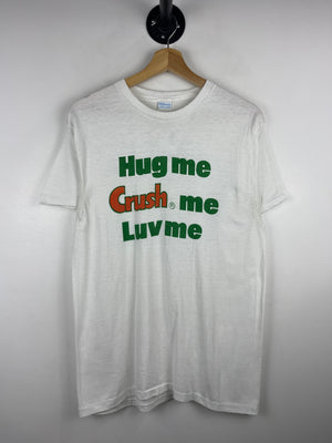 Vintage 80s Hug Me Crush Me Luv Me Soda Pop Comedy White Tee