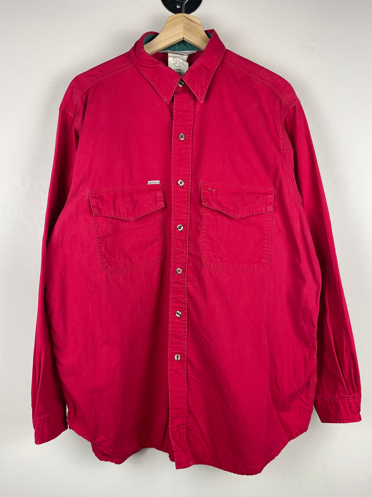 Vintage 90s Carhartt Red Button Up Long Sleeve Shirt