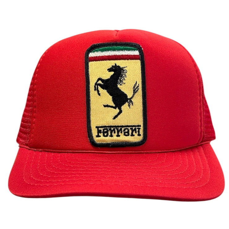 Vintage 80s Ferrari Red Trucker Snapback Hat