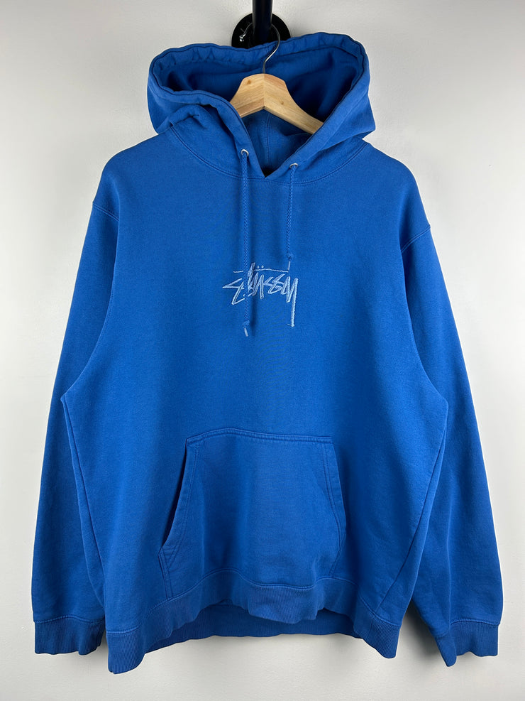 Stussy Script Embroidered Blue Hoodie