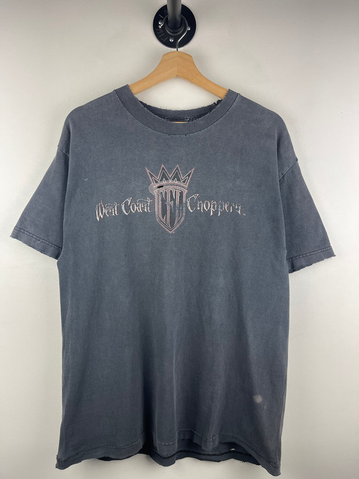 Vintage West Coast Choppers Motorcycle Long Beach Thrashed Black Tee