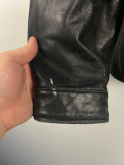 Vintage Nautica Black Leather Cropped Bomber Jacket