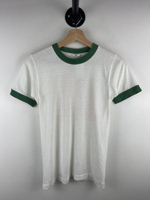 Vintage 80s Mayo Spruce White & Green Ringer Tee