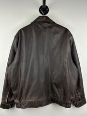 Vintage Cezani Brown Leather Cropped Bomber Jacket