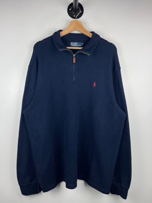 Vintage 90s Polo Ralph Lauren Navy Quarter Zip Sweater
