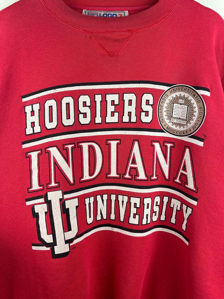 Vintage 90s Logo 7 Indiana Hoosiers University Red Crewneck