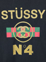Stussy N4 Red & Green Stripe Black Tee