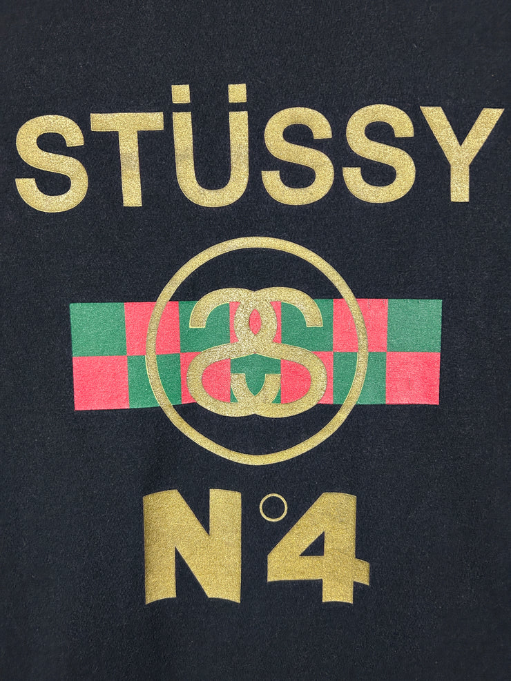 Stussy N4 Red & Green Stripe Black Tee