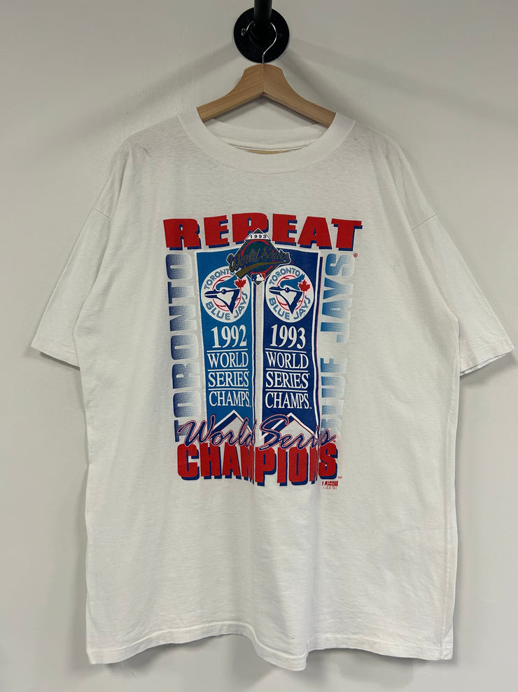 Vintage 1992 Toronto Blue Jays Repeat Champions White Tee