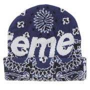 Supreme Bandana Big Logo Blue Beanie