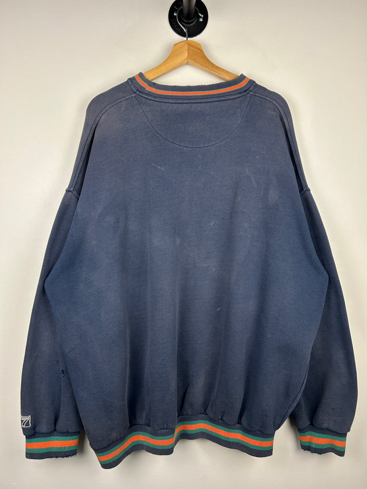 Vintage 90s NFL Logo 7 Miami Dolphins Embroidered Navy Crewneck
