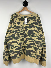 Bape Spellout Camo Reversible Olive Crewneck