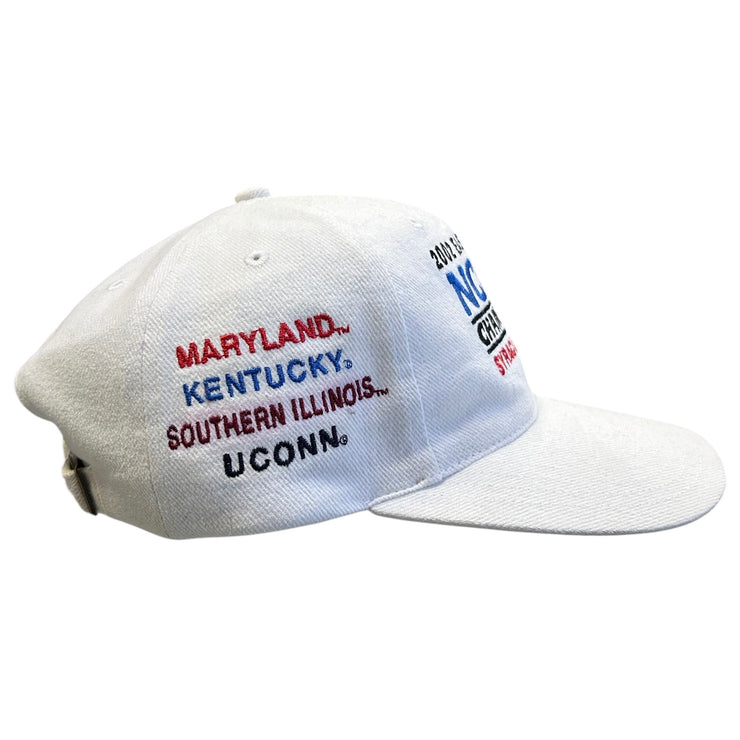 Vintage NCAA Basketball Championship Maryland Kentucky Illinois Uconn White Strapback Hat