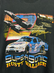 Vintage 90s Nascar Chase Rusty Wallace Miller Lite Black Tee