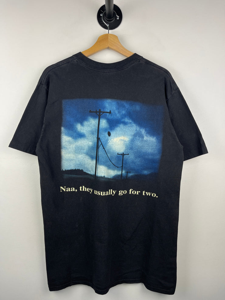 Vintage 90s Budweiser Beer Football They Always Do That Black Tee