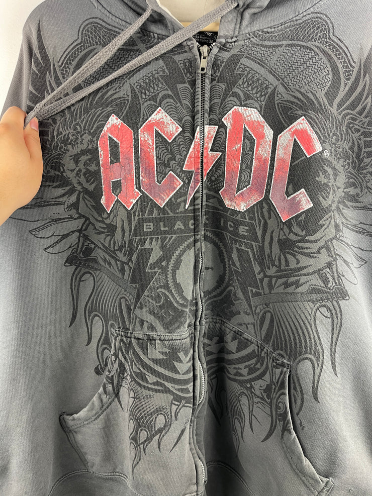 Vintage ACDC Black Ice Grey Zip Up Hoodie