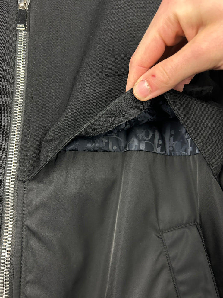 Dior X Sacai FW21 Black Hybrid Zip Up Bomber Jacket