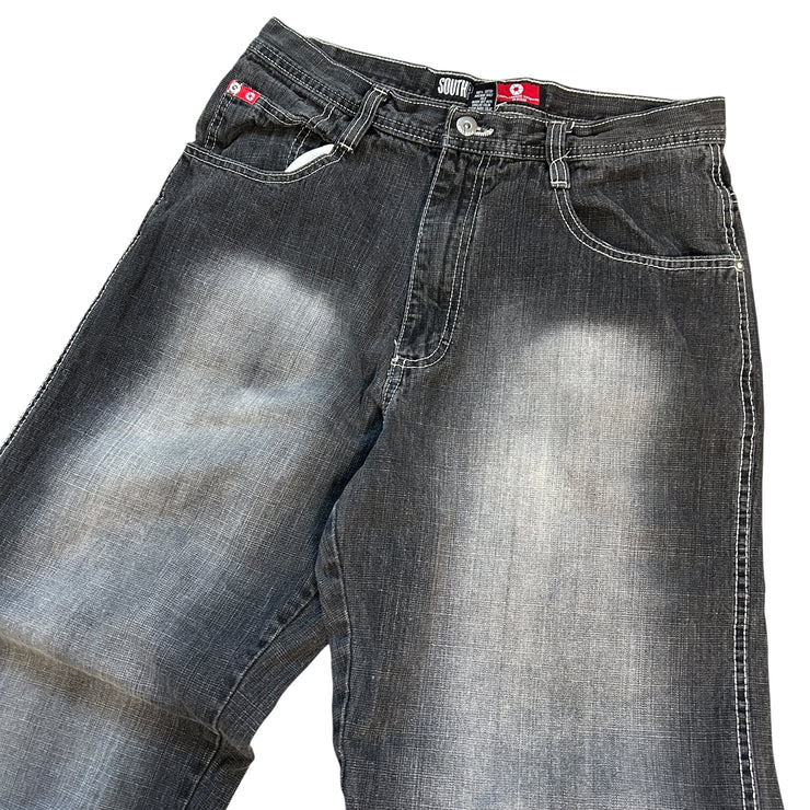 Vintage Y2K South Pole Red Tab Baggy Washed Black Denim Jeans