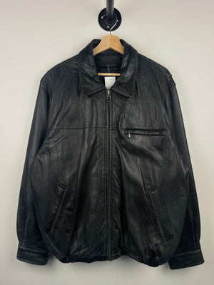 Vintage 90s American Classics Black Leather Bomber Jacket