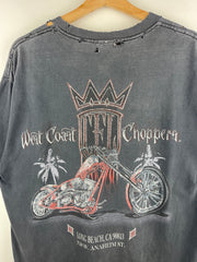 Vintage West Coast Choppers Motorcycle Long Beach Thrashed Black Tee
