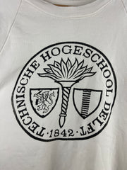 Vintage 80s DELFT Technische Hogeschool Delft Netherlands University White Crewneck