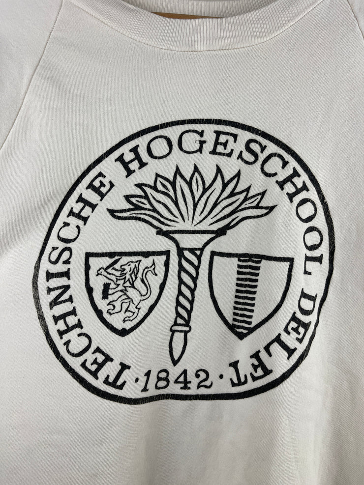 Vintage 80s DELFT Technische Hogeschool Delft Netherlands University White Crewneck