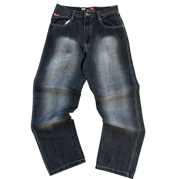 Vintage Y2K South Pole Red Tab Baggy Washed Black Denim Jeans