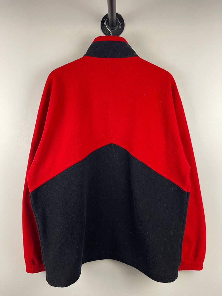 Vintage 90s Marlboro Patch Red & Black Zip Up Fleece Sweater