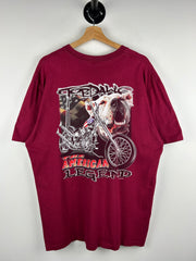 Vintage 90s Top Dawg The American Legend Biker Burgundy Tee
