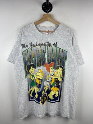Vintage 90s Flintstones University Of Notre Dame Grey Tee