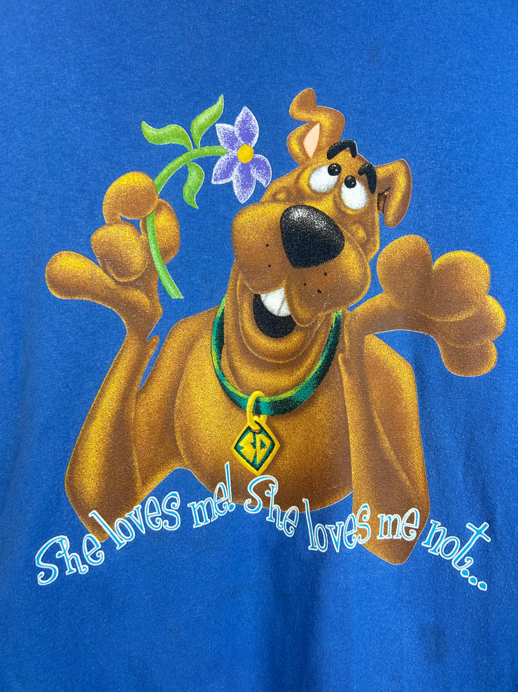 Vintage 2002 Scooby Doo She Loves Me She Loves Me Not Blue Tee