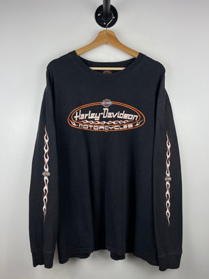 Vintage 2006 Harley Davidson Flames Wisconsin Black Long Sleeve