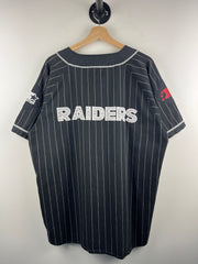 Vintage 90s NFL Starter Los Angeles Raiders Pinstripe Black Baseball Jersey