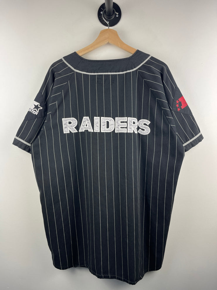 Vintage 90s NFL Starter Los Angeles Raiders Pinstripe Black Baseball Jersey
