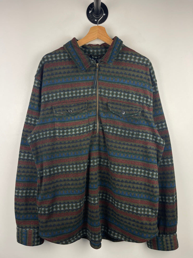 Vintage Chaps Aztec Multi Colour Half Zip Fleece Sweater