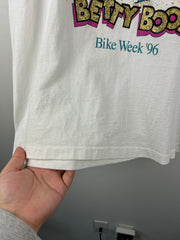 Vintage 90s Betty Boop Bike Week 96' White Tee