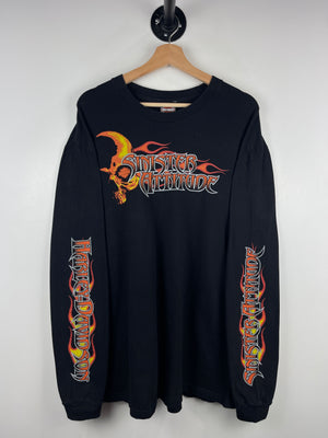 Vintage Harley Davidson Sinister Attitude Flame Texas Black Long Sleeve
